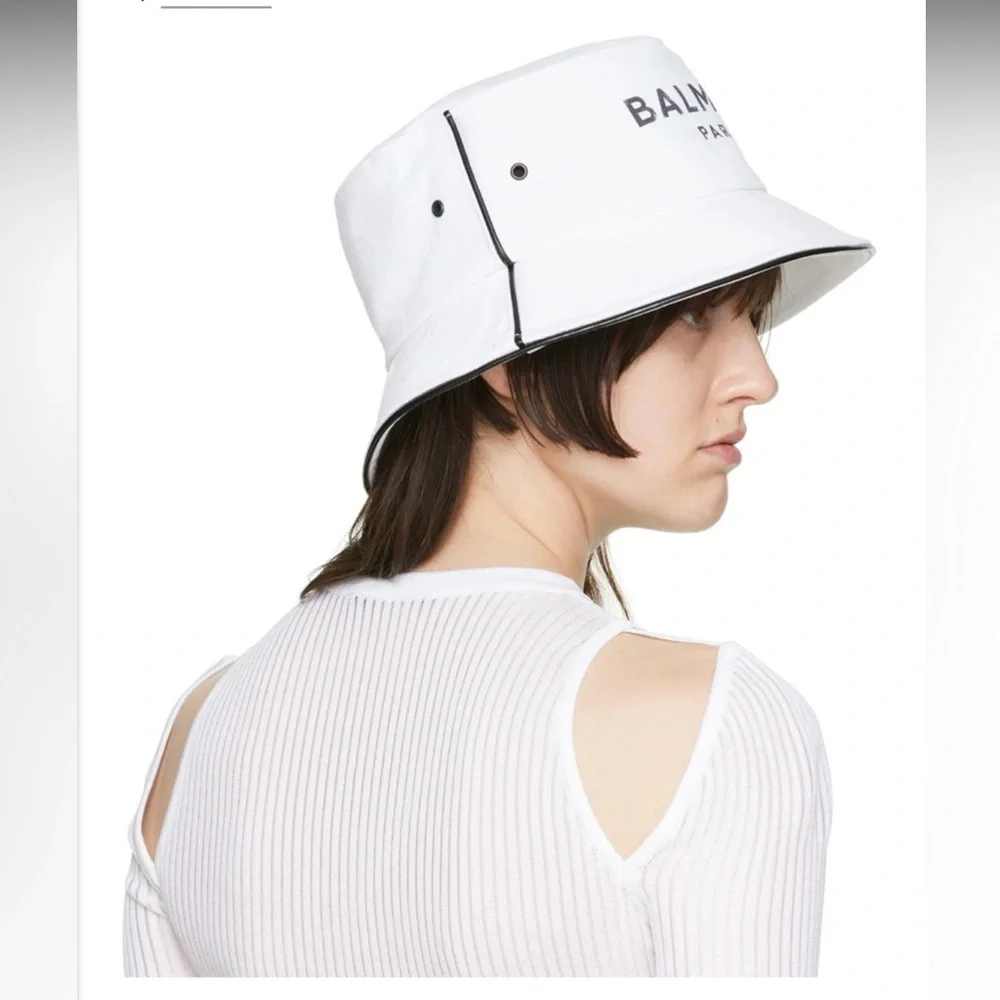 BALMAIN White B-Army Bucket Hat - Picture 4 of 10